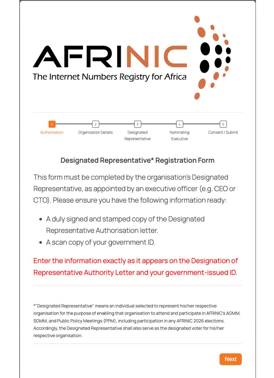 Screenshot: Upload the signed Designation of Representative Authorisation Letter