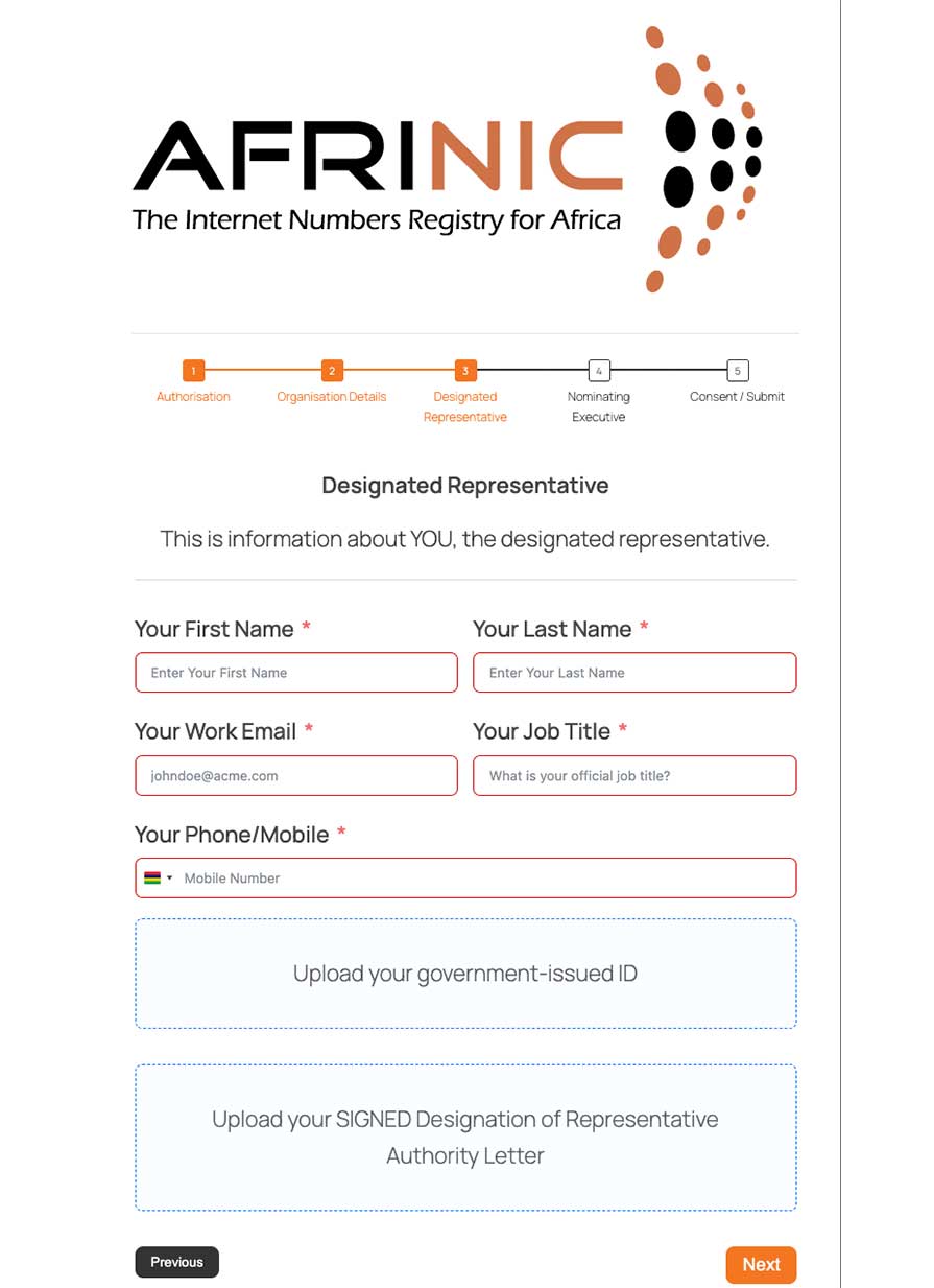 Screenshot: Enter your personal data with your government ID document